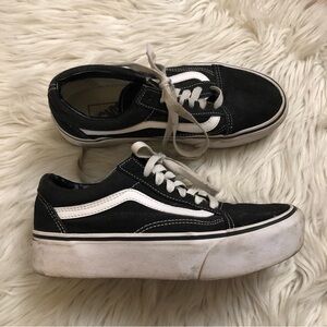 Vans Old Skool Classic Suede Platform Black White Sneakers 7 Womens 5.5 Mens